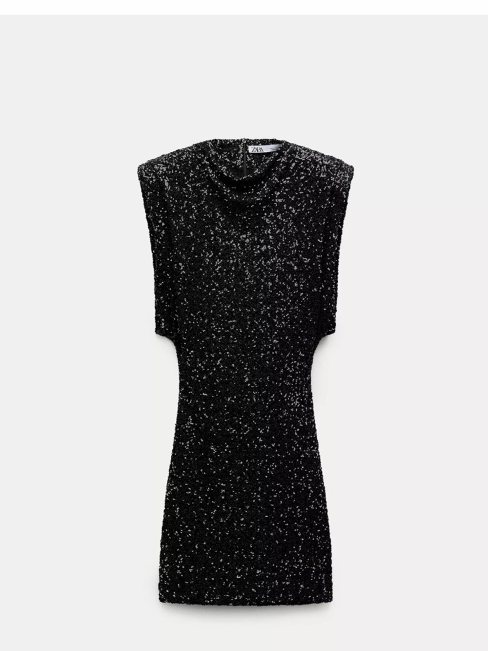 Zara Black Sequin Cap-Sleeve Mini Dress